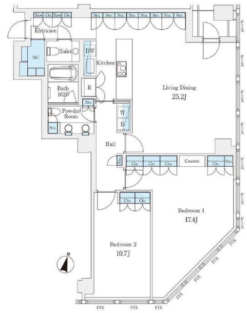 平河町森タワーレジデンス　1405号室　間取り