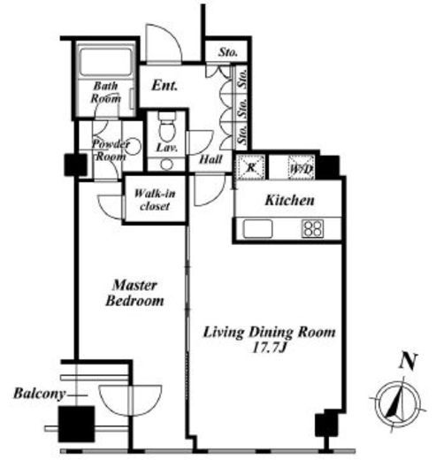 平河町森タワーレジデンス　2205号室　間取り