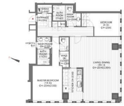 プルデンシャルタワーレジデンス　2705号室　間取り