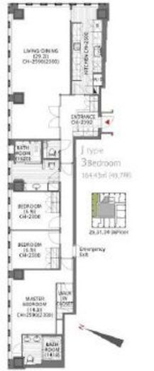 プルデンシャルタワーレジデンス　2710号室　間取り