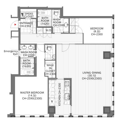 プルデンシャルタワーレジデンス　3005号室　間取り