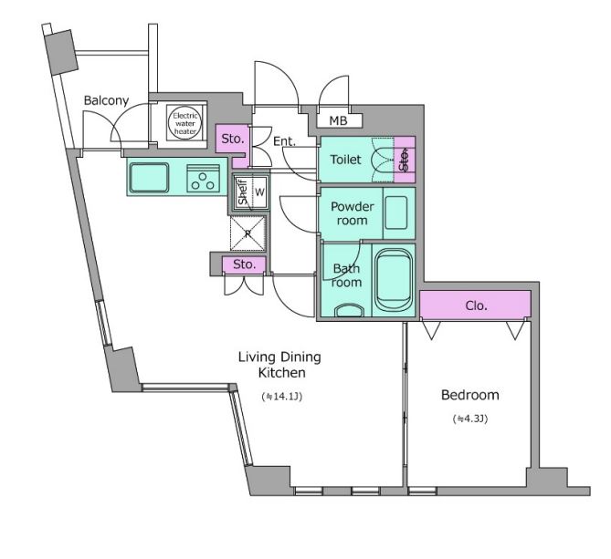 レジディアタワー乃木坂　504号室　間取り