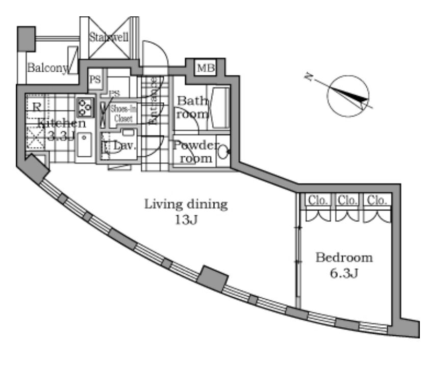 レジディアタワー乃木坂　602号室　間取り