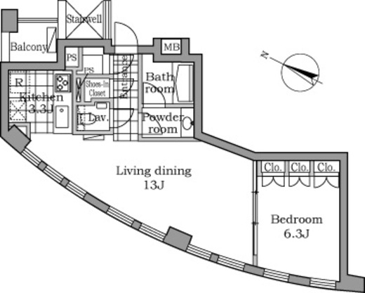 レジディアタワー乃木坂　602号室　間取り