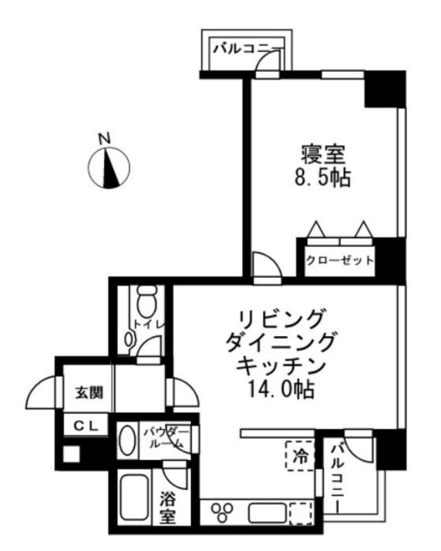レジディアタワー麻布十番　1901号室　間取り