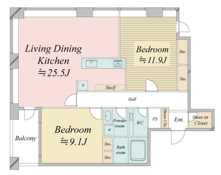 レジディアタワー麻布十番　2003号室　間取り