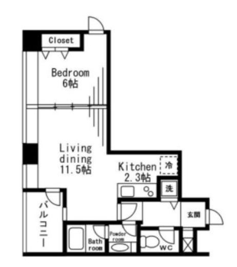 レジディアタワー麻布十番　1206号室　間取り