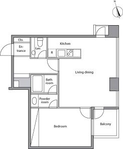 レジディアタワー麻布十番　1302号室　間取り