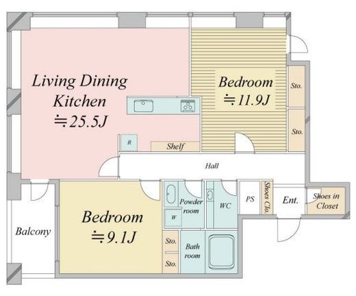 レジディアタワー麻布十番　2003号室　間取り