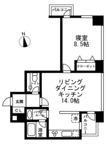 レジディアタワー麻布十番　2304号室　間取り