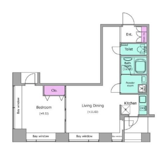 レジディアタワー麻布十番　1204号室　間取り