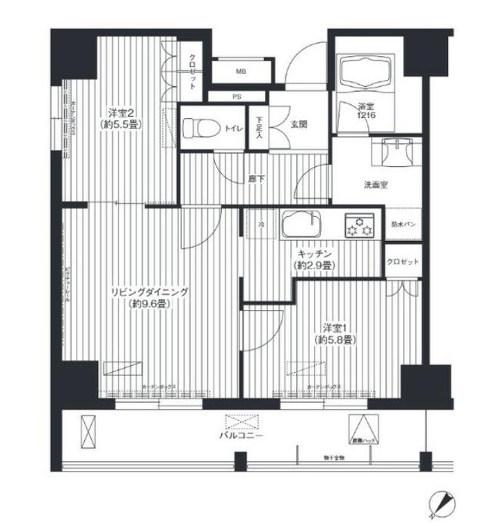 コスモグラン勝どき　501号室　間取り
