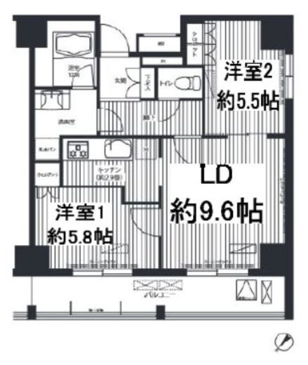 コスモグラン勝どき　302号室　間取り