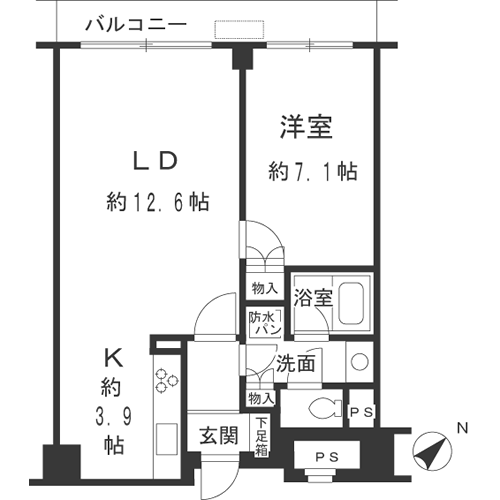 ルシマン月島　1104号室　間取り