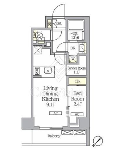 ラティエラ武蔵小山レジデンス　211号室　間取り
