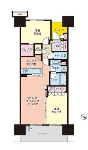 東京フロントコート　9F1号室　間取り