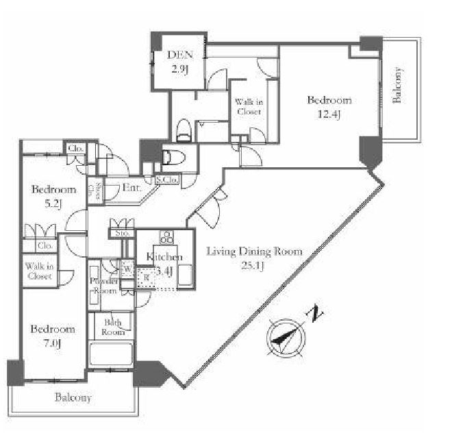 アップルタワー東京キャナルコート　40F号室　間取り