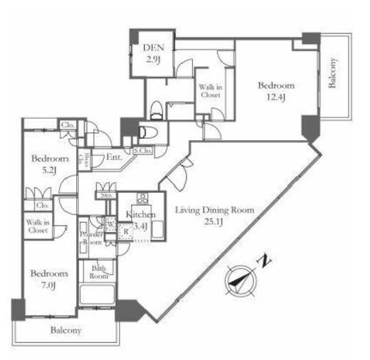 アップルタワー東京キャナルコート　40F1号室　間取り