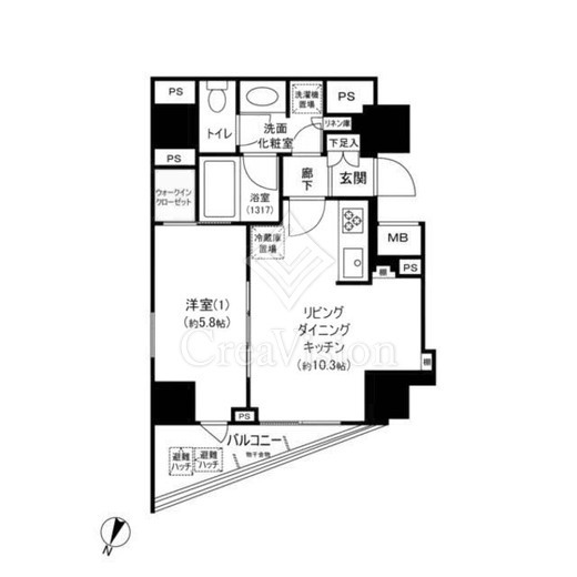 パークハウス牛込神楽坂　11F1号室　間取り