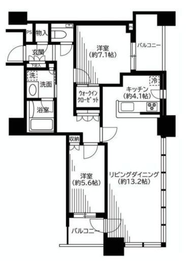 クレストプライムタワー芝　711号室　間取り