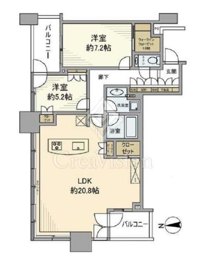 クレストプライムタワー芝　2201号室　間取り