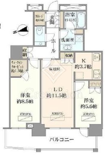 クレストプライムタワー芝　3302号室　間取り