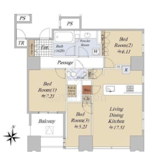 ワールドシティタワーズ キャピタルタワー　38F3号室　間取り