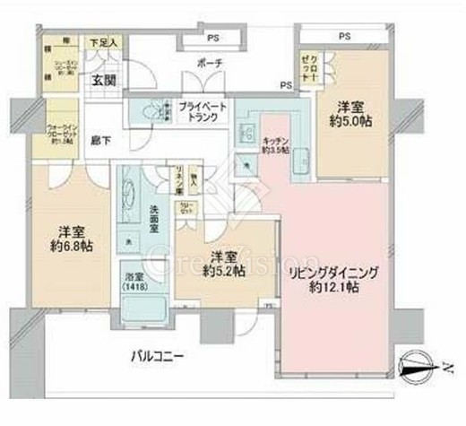 ワールドシティタワーズ アクアタワー　2502号室　間取り