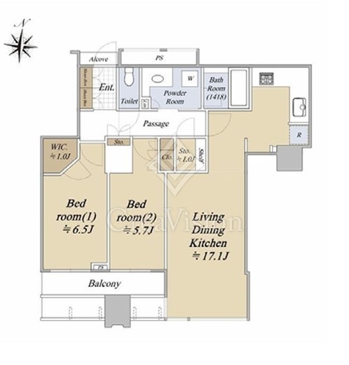 ワールドシティタワーズ アクアタワー　4F4号室　間取り