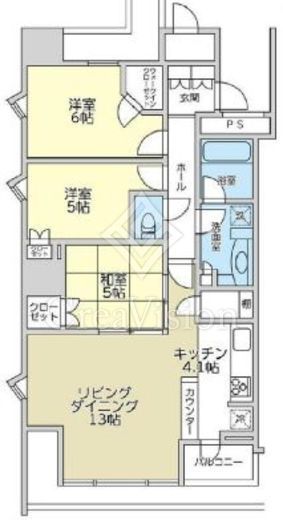 ワールドシティタワーズ アクアタワー　38F6号室　間取り