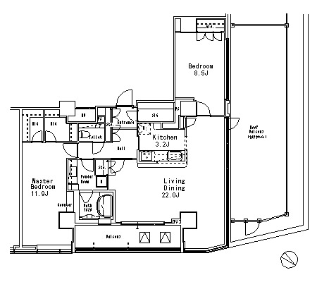 MFPR目黒タワー　2304号室　間取り