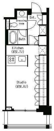 パークキューブ目黒タワー　110号室　間取り