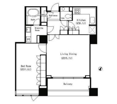 パークキューブ目黒タワー　1603号室　間取り