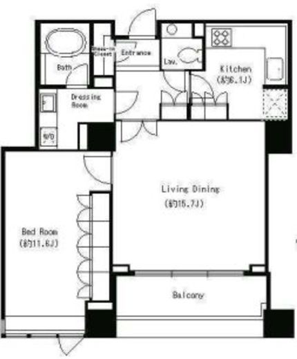 パークキューブ目黒タワー　1703号室　間取り