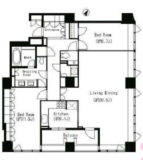 パークキューブ目黒タワー　1902号室　間取り