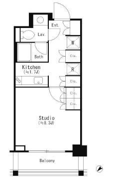 パークキューブ目黒タワー　214号室　間取り