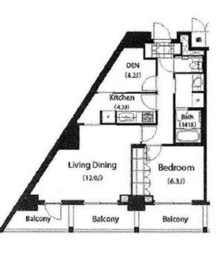 パークキューブ目黒タワー　414号室　間取り