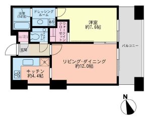 虎ノ門タワーズレジデンス　15F1号室　間取り