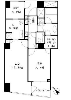 品川Vタワー タワー棟　2203号室　間取り