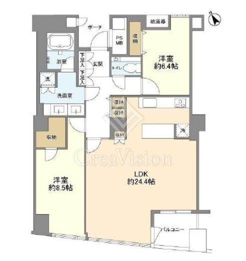 品川Vタワー タワー棟　3803号室　間取り