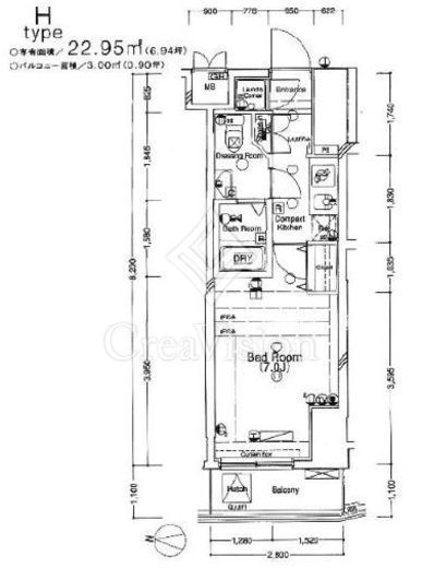 CYNTHIAFOUR-D SANGENJAYA　6F1号室　間取り
