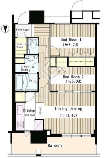 THE TOYOSU TOWER　519号室　間取り