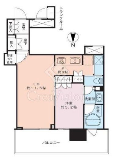 THE TOYOSU TOWER　14F2号室　間取り