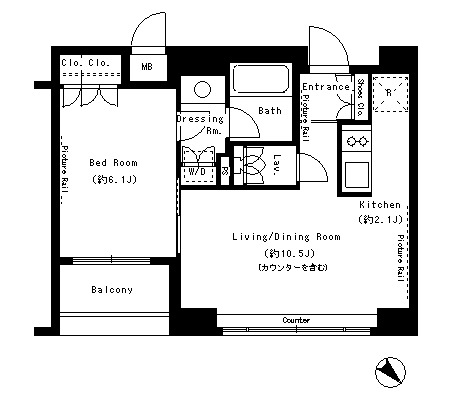 パークアクシス溜池山王　505号室　間取り