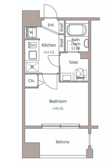 レジディア市ヶ谷　602号室　間取り