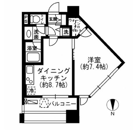 レジディア市ヶ谷　1102号室　間取り