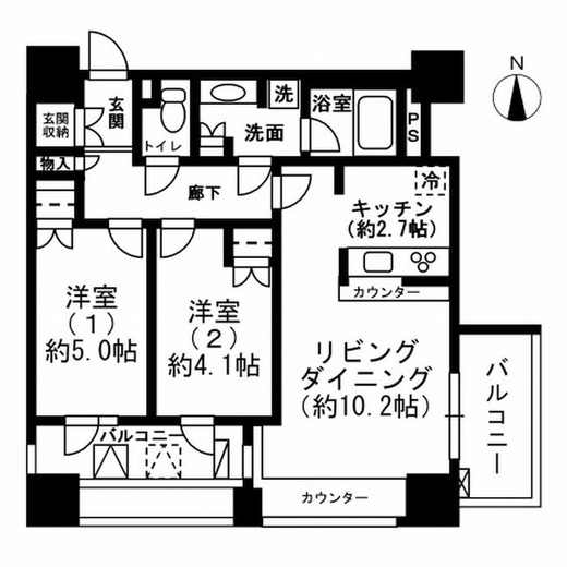 レジディア市ヶ谷　1304号室　間取り