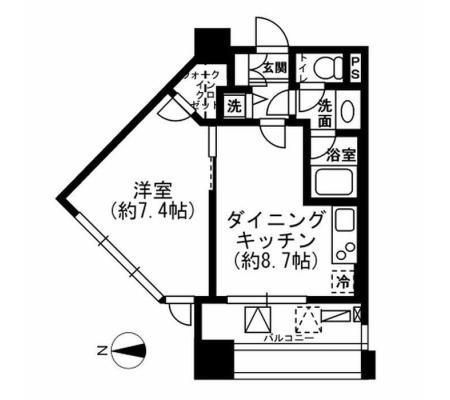 レジディア市ヶ谷　705号室　間取り