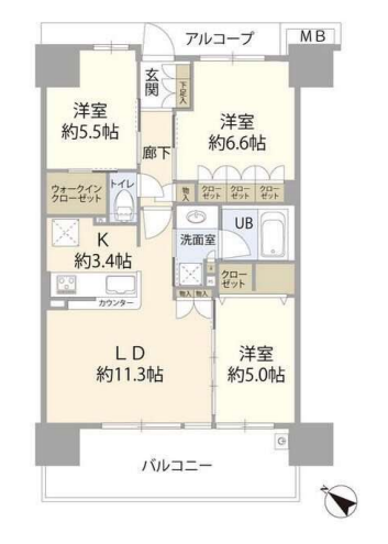 オークプレイス豊洲　2F号室　間取り