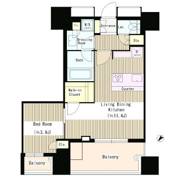 リビオ日本橋人形町　1105号室　間取り